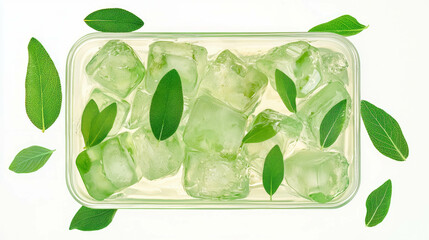 Poster - Refreshing sage tea ice cubes with fresh sage leaves for cooling beverages
