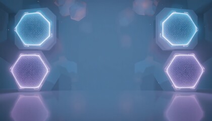 Poster - Dynamic light patterns on hexagonal displays futuristic environment digital art composition abstract technology engaging perspective