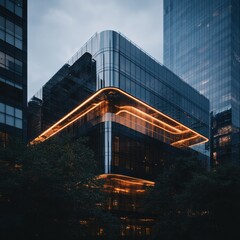 Poster - Neofuturistic Urban Illumination Dynamic Glass Architecture Redefining Metropolitan Landscapes with Ambient LED Technology and Sustainable Design Innovation