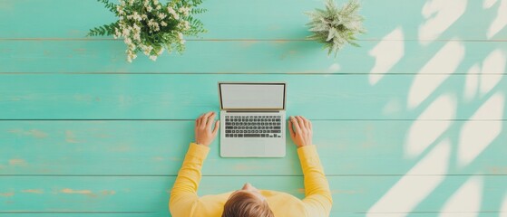 Poster - Minimalist Digital Wellness Gen Z Remote Work Aesthetic with Vibrant Productivity, Soft Botanical Workspace Inspiring Creative Connectivity and Ergonomic Home Office Optimization