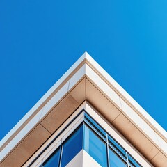 Aufkleber - Minimalist Urban Eco-Architecture Sleek Geometric Design Showcasing Sustainable Building Innovation with Cutting-Edge Energy-Efficient Glass and Neutral Facade Elements