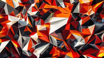 Poster - A striking design of interlocking polygons in bold, contrasting colors, creating a sense of dynamic movement and energy