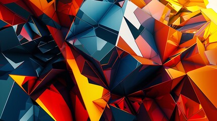 Poster - A striking design of interlocking polygons in bold, contrasting colors, creating a sense of dynamic movement and energy