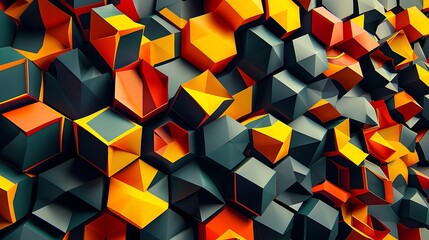 Poster - A striking design of interlocking polygons in bold, contrasting colors, creating a sense of dynamic movement and energy