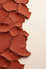 Poster - Cracked terracotta surface revealing a smooth beige background in artistic arrangement