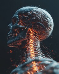Leinwandbilder - Neurological Mapping Immersive Anatomical Visualization of Cranial-Spinal Neural Network with Thermal Reactive Bio-Digital