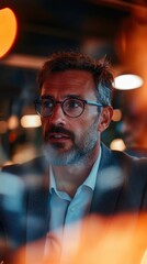 Poster - Immersive Leadership Insights Dynamic Professionals Empowered Moment in Moody Urban Tech Environment - Authentic Executive Storytelling and Strategic Communication