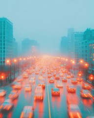 Poster - Hyperreal Urban Mobility Neon-Drenched Smart City Traffic Flow Visualizing Advanced Transportation Dynamics in High-Definition Aesthetic