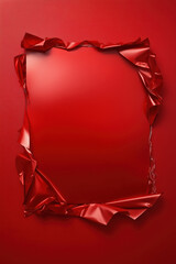 Poster - Creative red frame with crumpled edges against a bold red background in modern design