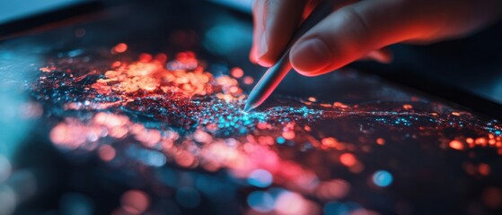 Fototapete - Neurodivergent Innovation Haptic Data Visualization with Micro-Interaction Design, Next-Gen Digital Manipulation of Interactive Sensory Interfaces
