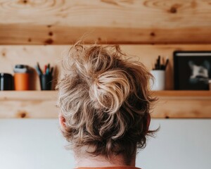 Fototapete - Mindful Remote Work Sanctuary Minimalist Wood-Clad Home Office with Textural Design and Creative Professional Wellness Inspiration