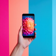 Poster - Digital Creativity Unleashed Vibrant Smartphone Art Gallery Showcasing Stunning Floral Visualization in Next-Gen Mobile Content Creation