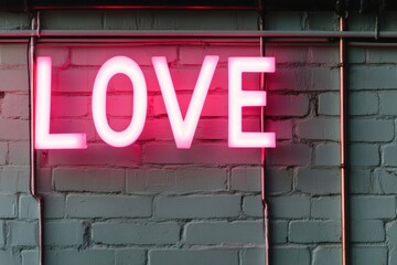 Aufkleber - Cyberpunk Romance Neon Typography Illuminated LOVE Sign for Modern Event Branding - Immersive Urban Aesthetic Marketing Content