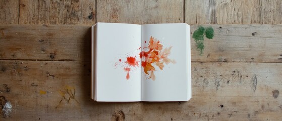Aufkleber - Minimalist Creative Expression Watercolor Splash on Artisan Notebook - Inspiring Analog Creativity in Digital Age for Mindful Professionals and Content Creators