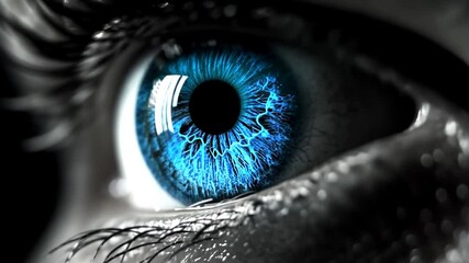 Poster - Close-up of Blue Eye With Striking Detail and Mesmerizing Pattern Generative AI
