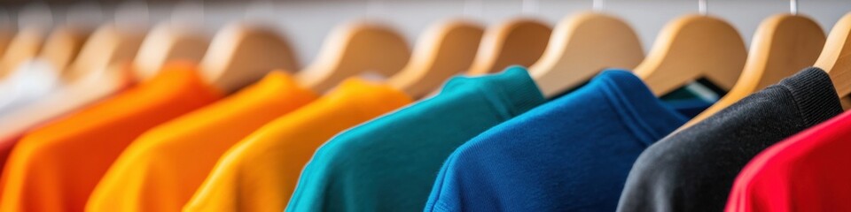 Poster - Chromatic Apparel Showcase Vibrant Color-Blocking Fashion Display for E-Commerce Merchandising and Sustainable Retail Branding Strategy