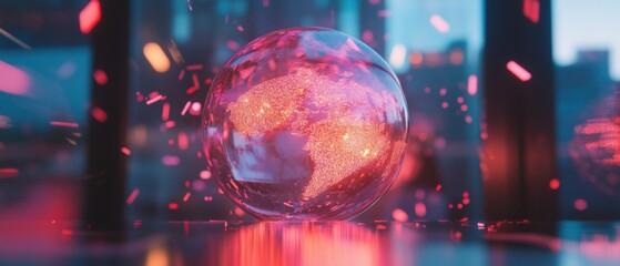 Poster - Immersive AI Global Connectivity Luminescent Digital Earth Visualization in Cyberpunk Aesthetic - Transformative Tech Innovation for Future Business Intelligence