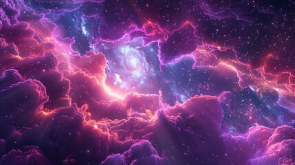 Poster - swirling nebulas and cosmic dust create a vibrant dreamlike backdrop for futuristic concepts and ima