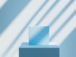 Aufkleber - Serene Blue Minimalist Product Showcase Modern Geometric Podium for Clean Tech, Digital Branding and Innovative Marketing Visuals
