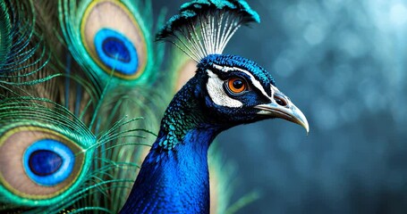 Poster - Close-up of blue peacock feathers