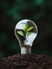 Aufkleber - Illuminating Green Innovation Sustainable Growth Metaphor in Crystal Lightbulb - Eco-Friendly Technology Concept for Regenerative Design and Circular Economy Strategies