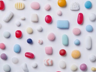 Poster - Pastel Confectionery Color Story Minimalist Candy Design Showcase Highlighting Texture Diversity for Modern Brand Marketing and Visual Storytelling