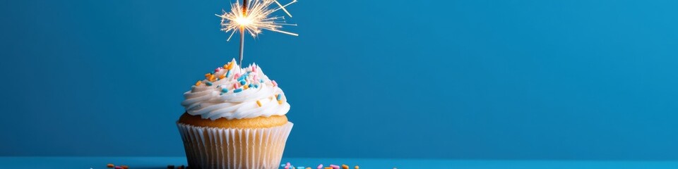 Aufkleber - Celebration Moments Festive Cupcake with Dynamic Sparkler Light Trails - Immersive Event Marketing and Vibrant Brand Storytelling for Millennial Engagement