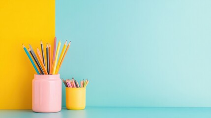Aufkleber - Vibrant Educational Design Pastel Minimalist Workspace with Colorful Pencils - Creative Learning Solutions for Digital Skill Development and Gen Z Innovation