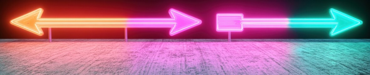 Poster - Neon Directional Breakthrough Cyberpunk-Inspired Visual Navigation Signage for Digital Transformation and Creative Industry Wayfinding