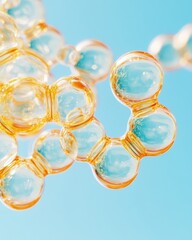 Aufkleber - Molecular Insight Luminescent Biotech Visualization of Interconnected Liquid Spheres - Innovative Scientific Design for Cutting-Edge Research and Digital Content