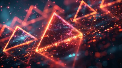 Poster - glowing geometric shapes and particle effects embodying the energy of competitive esports in a vibra