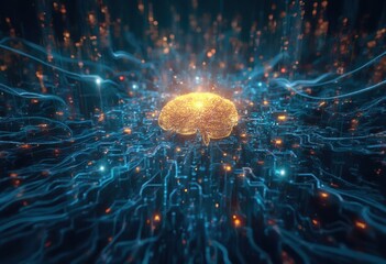 Aufkleber - Human Brain Circuitry and Signal Transmission