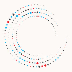 Canvas Print - spiral with pentagonal stars. blue and red colors over white background like colors us flag.