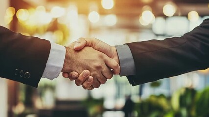 Poster - Business Handshake Signifies Partnership in Modern Office Setting Generative AI