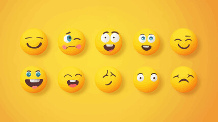 Poster - WhatsApp Emoji Vector Set - Complete Range of Facial Expressions in 100% Vector SVG including Happy, Sad, Surprised, and More Emotions
