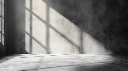 Poster - Abstract Concrete Room Interior with Sunlight and Shadow Patterns Minimalist Architecture Design for Background and Wallpapers