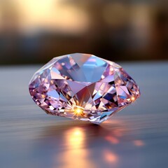 Aufkleber - Pink Diamond on Reflective Surface with Warm Lighting