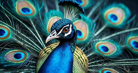 Poster - Close-up of blue peacock feathers