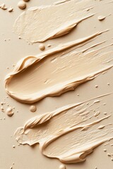 Poster - Creamy Beige Foundation Swatches on Textured Background for Cosmetic Product Photography Beauty Concept