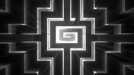 Poster - A striking geometric pattern featuring white lines on a dark background. This simplistic design creates an engaging visual experience, perfect for modern art.