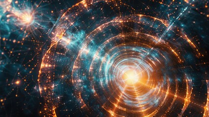Poster - Explore this abstract futuristic diagram showcasing energetic waves and vibrant lights. This vivid visual representation captures the essence of modern technology and creativity.