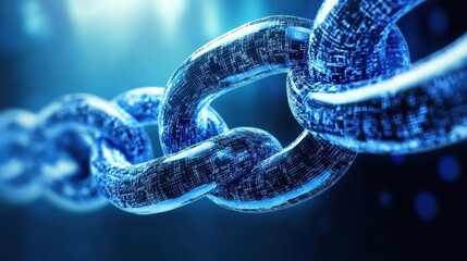 Fototapete - Digital Chain, Blockchain Technology and Secure Data