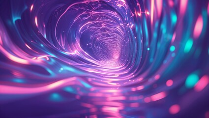 Poster - Colorful spiral tunnel with glowing lights creating a mesmerizing abstract effect