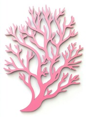 Poster - Elegant Pink Coral Sculpture on White Background Capturing the Essence of Marine Beauty and Artistic Simplicity for Modern Decor and Ocean Inspired Themes