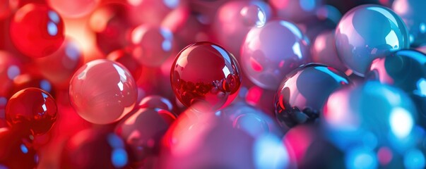 Wall Mural - Abstract red purple balls backgrounds floating in the air colourful circle round sphere light balloon wallpaper bubble.