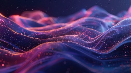 Poster - Experience a captivating colorful abstract digital wave design, showcasing fluid motion and sparkling textures that create a serene visual ambiance for modern artworks.