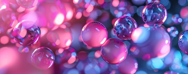 Poster - abstract red purple balls backgrounds floating in the air colourful circle round sphere light balloo