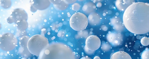 Poster - abstract blue balls backgrounds floating in the air colourful circle round sphere light balloon wall