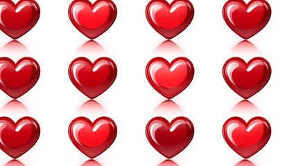 Poster - Red Heart Shapes Icon Set for Expressing Love and Affection Generative AI