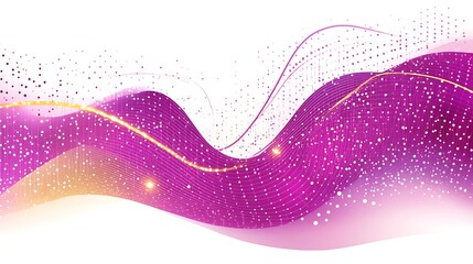 Poster - Abstract flowing lines in shades of pink with digital sparkle effects